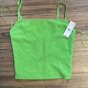 PAC SUN Green Ribbed Sleeveless Tank Top